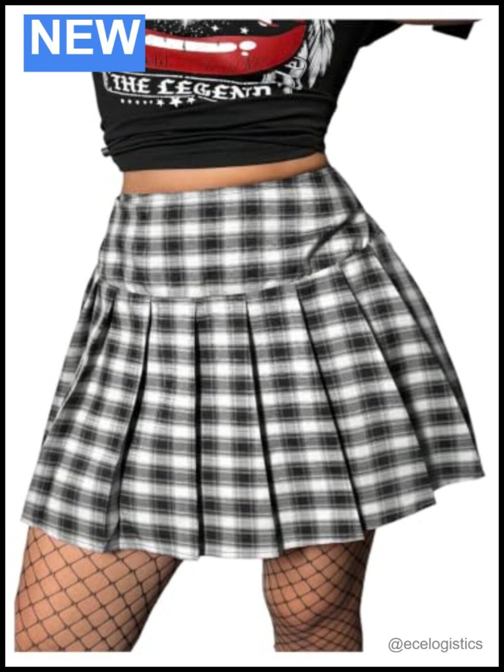 Plus Size Plaid Pleated High Waisted A Line Short Skirt with Shorts